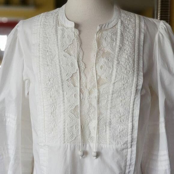 NWT Anthropologie Delilah Pleated Lace Peasant Blouse - Picture 7 of 13